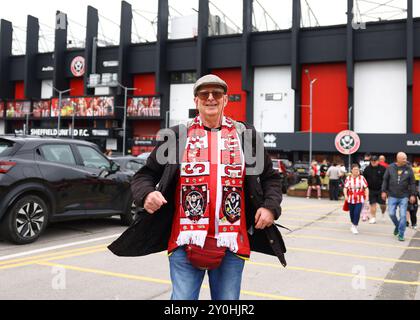 Sheffield, Großbritannien. September 2024. Sheffield United Fans während des Sky Bet Championship Matches in der Bramall Lane, Sheffield. Der Bildnachweis sollte lauten: Simon Bellis/Sportimage Credit: Sportimage Ltd/Alamy Live News Stockfoto