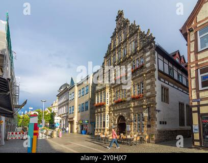 Hameln, Hameln: Rattenfängerhaus oder Rattenfängerhaus in Weserbergland, Niedersachsen, Deutschland Stockfoto