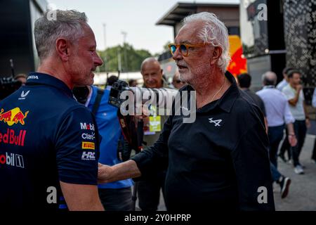 Monza, Italien, 02. September 2024, Flavio Briatore, Alpenberater am Renntag, Runde 16 der Formel-1-Meisterschaft 2024. Quelle: Michael Potts/Alamy Live News Stockfoto