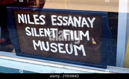Niles Essanay Silent Film Museum Fensterschild, Fremont, Kalifornien Stockfoto