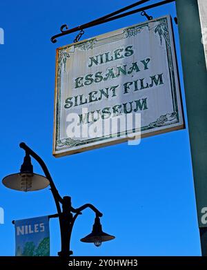 Niles Essanay Silent Film Museum Schild, Fremont, Kalifornien Stockfoto