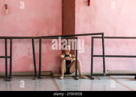 Kuba, Havanna. Laura Alonsos Pro Danza Ballettschule. Tänzer. 4. April 2016 Stockfoto