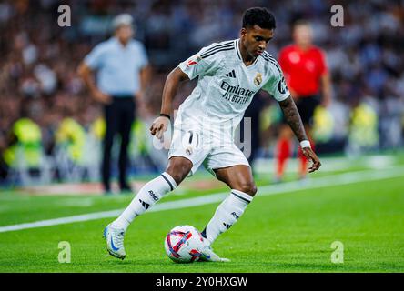 Madrid, Deutschland. September 2024. Fussball La Liga 4. Spieltag Real Madrid - Real Betis Sevilla am 01.09.2024 im Estadio Santiago Bernabeu in Madrid Rodrygo ( Madrid ) Foto: Revierfoto Credit: ddp Media GmbH/Alamy Live News Stockfoto