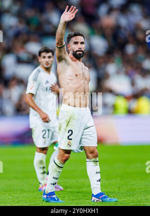 Madrid, Deutschland. September 2024. Fussball La Liga 4. Spieltag Real Madrid - Real Betis Sevilla am 01.09.2024 im Estadio Santiago Bernabeu in Madrid Dani Carvajal ( Madrid ) Foto: Revierfoto Credit: ddp Media GmbH/Alamy Live News Stockfoto