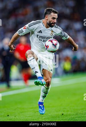 Madrid, Deutschland. September 2024. Fussball La Liga 4. Spieltag Real Madrid - Real Betis Sevilla am 01.09.2024 im Estadio Santiago Bernabeu in Madrid Dani Carvajal ( Madrid ) Foto: Revierfoto Credit: ddp Media GmbH/Alamy Live News Stockfoto