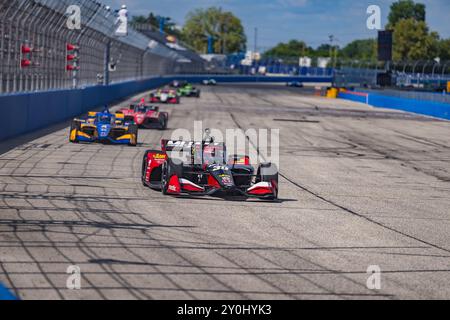 West Allis, Wi, USA. September 2024. Der Fahrer DER NTT INDYCAR-SERIE PIETRO FITTIPALDI (30) (USA) aus Miami, Florida, fährt während der Hy-Vee Milwaukee Mile 250 auf der Milwaukee Mile in West Allis, WI durch die Kurven. (Kreditbild: © Walter G. Arce Sr./ASP via ZUMA Press Wire) NUR REDAKTIONELLE VERWENDUNG! Nicht für kommerzielle ZWECKE! Stockfoto