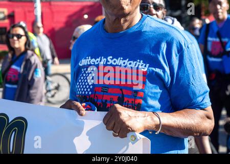 Detroit, Michigan, USA. September 2024. Gewerkschaftsmitglieder nehmen an der Labor Day Parade in Detroit Teil. Quelle: Jim West/Alamy Live News Stockfoto