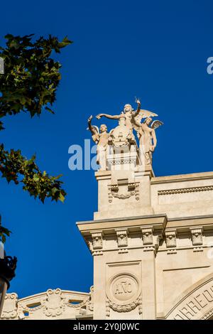 Das Hauptpostgebäude (Edificio de Correos), Plaza del Ayuntamiento, Valencia, Spanien. Stockfoto