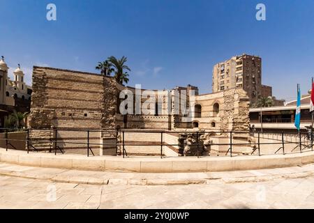 Babylon Festung, antike römische Festung, koptisches Gebiet, altes Kairo, Ostufer des Nils, Kairo, Ägypten, Nordafrika, Afrika Stockfoto