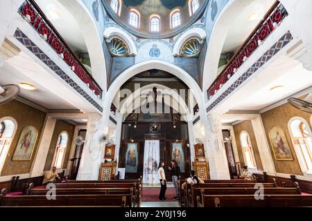 Marienkirche in Zeitoun, Marienkirche, unsere Lieben Frau von Zeitoun, Innere der Kapelle, Zeitoun, Kairo, Ägypten, Nordafrika, Afrika Stockfoto