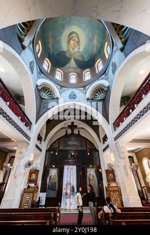 Marienkirche in Zeitoun, Marienkirche, unsere Lieben Frau von Zeitoun, Innere der Kapelle, Zeitoun, Kairo, Ägypten, Nordafrika, Afrika Stockfoto