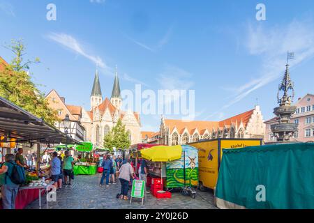 Braunschweig, Braunschweig: Altstadtmarkt, Kirche St. Martini, Altstadtrathaus FLTR, Brunnen Altstadtmarktbrunnen, wöchentlich mA Stockfoto