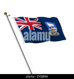 Falklandinseln Fahnenmast 3D Illustration Stockfoto