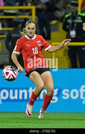 Bogota, Kolumbien. September 2024. Hannah Fankhauser aus Österreich, während des Gruppenspiels E FIFA U-20-Frauen-Weltmeisterschaft Kolumbien 2024 zwischen Ghana und Österreich, am 2. September 2024 im Metropolitano de Techo Stadium in Bogota. Foto: Julian Medina/DiaEsportivo/Alamy Live News Credit: DiaEsportivo/Alamy Live News Stockfoto