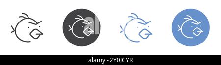 Angry Bird Icon flach gesetzt in schwarz-weiß Farbe Umrissvektormarke Stock Vektor