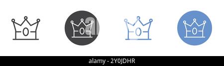 Kronensymbol flach gesetzt in schwarz-weißer Umrissvektormarke Stock Vektor