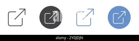 Symbol für externe Verknüpfung flach in Schwarzweiß umrandete Vektormarke Stock Vektor