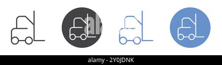 Gabelstaplersymbol flach in Schwarz-weiß-Farbe umrissene Vektormarke Stock Vektor