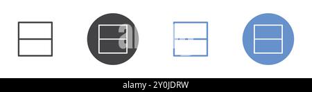 Symbol für horizontales halbes Layout flach in Schwarzweiß umrandete Vektormarke Stock Vektor