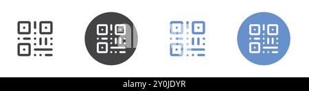 QR-Code-Symbol flach in schwarz-weißer Farbe umrissene Vektormarke Stock Vektor