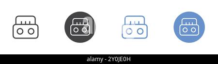 Funkgerätesymbol flach in Schwarzweiß umrissener Vektormarkierung Stock Vektor