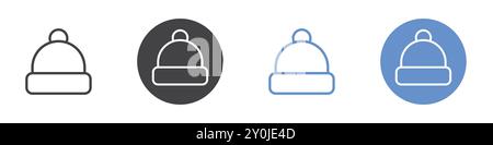 Winter Hut Icon flach Set in schwarz-weiß Farbe Umrissvektormarke Stock Vektor