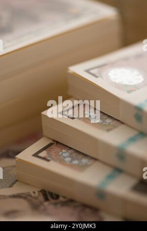 Ein Waden von zehntausend Yen-Noten Stockfoto