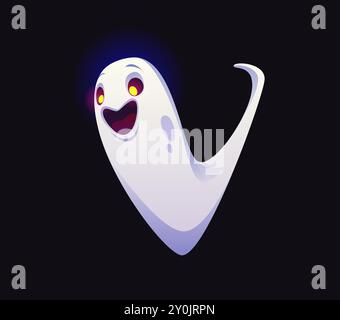 Halloween-Geisterschrift, lustige Buh-Schrift Buchstabe V und Horror-Evil-Schrift, Vektormonster-Alphabet. Halloween-Schriftart mit gruseliger Cartoon-Boo-Poltergeist-Figur in Form des Buchstabens V für Horror-Schriftart Stock Vektor