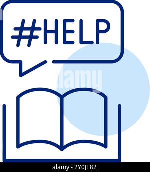 Buch mit Sprechblase. Selbsthilfebücher oder Lesehilfen. Symbol für Pixelperfekte, bearbeitbare Kontur Stock Vektor