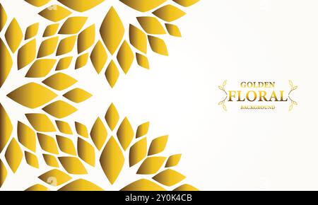 Eleganter goldfarbener Blumenhintergrund mit Blumen- und Blattverzierung Stock Vektor