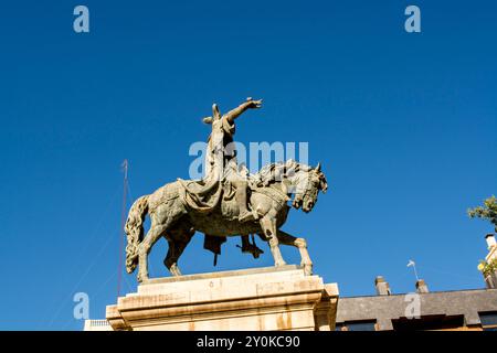 Die Bronzestatue für Jakob I., Plaza Alfonso El Magnanimo, Valencia, Spanien. Stockfoto