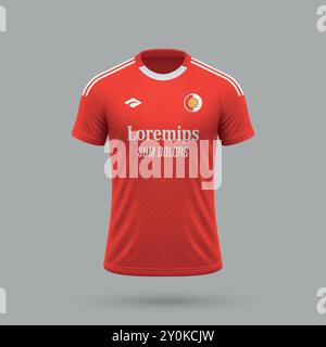 Realistisches 3D-Fußballtrikot im Benfica-Stil, Vorlage für Fußballtrikot 2024 Stock Vektor