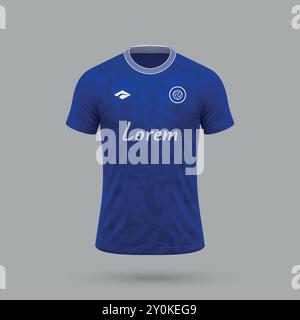 Realistisches 3D-Fußballtrikot im Everton-Stil, Vorlage für Fußballtrikot 2024 Stock Vektor