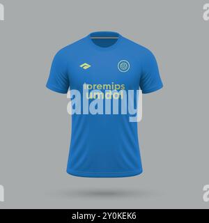 Realistisches 3D-Fußballtrikot im Empoli-Stil, Vorlage für Fußballtrikot 2024 Stock Vektor