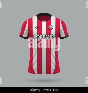 Realistisches 3D-Fußballtrikot im Southampton-Stil, Vorlage für Fußballtrikot 2024 Stock Vektor