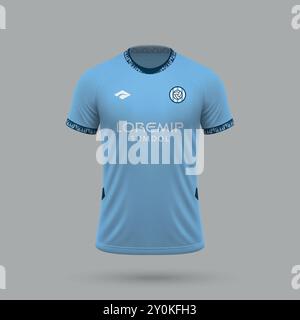 Realistisches 3D-Fußballtrikot im Manchester City-Stil, Vorlage für Fußballtrikot Stock Vektor