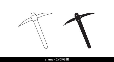 Designvorlage des Symbols für gekreuzte Spitzhacke Stock Vektor