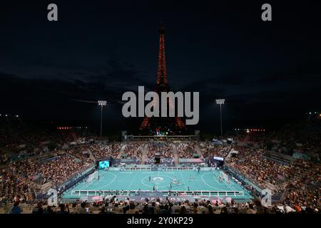 Paris, Frankreich. September 2024. Paralympics Blindfußball. France V BrazilEiffelturm Arena. Paris. Ein GV (General View) der Arena und des Eiffelturms während der Paralympischen Spiele in Paris 2024 in der Eiffelturm Arena, Paris. Quelle: Sport In Pictures/Alamy Live News Stockfoto