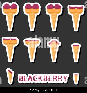 Großes buntes Set verschiedene Formen natürliches Desserteis bestehend aus verschiedenen Zutaten, Design Eis verschiedene Formen von Menü Bio Nutriti Stock Vektor