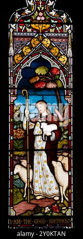 The Good Shepherd Buntglas, St. Peter and St. Paul Church, Langham, Rutland, England, Großbritannien Stockfoto