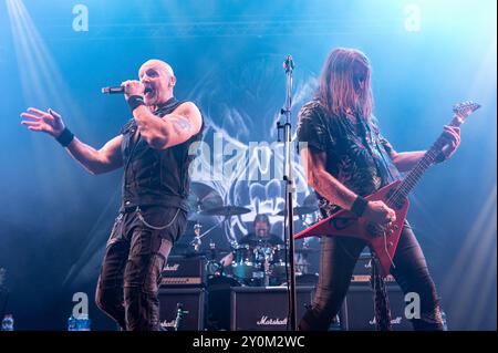 20. Juli 2024: Kai Hansen und Ralf Scheepers treten mit Gamma Ray auf dem Luppolo in Rock Festival in Cremona, Italien, auf Stockfoto