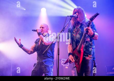 20. Juli 2024: Kai Hansen und Ralf Scheepers treten mit Gamma Ray auf dem Luppolo in Rock Festival in Cremona, Italien, auf Stockfoto