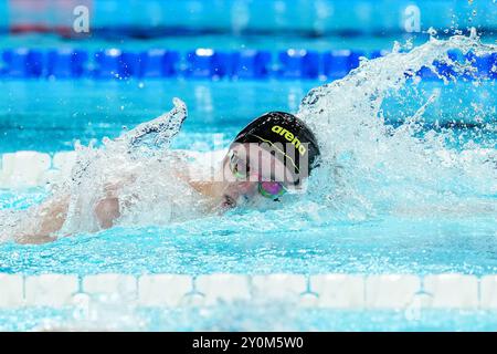 Nanterre, Frankreich. September 2024. NANTERRE, FRANKREICH - 3. SEPTEMBER: Teilnahme an den 200 m langen Einzelrennen der Männer Medley - SM13 Heats am 6. Tag der Para Schwimmen - Paris 2024 Sommer Paralympic Games in der Paris La Defense Arena am 3. September 2024 in Nanterre, Frankreich. (Foto von Patrick Goosen/BSR Agency) Credit: BSR Agency/Alamy Live News Stockfoto