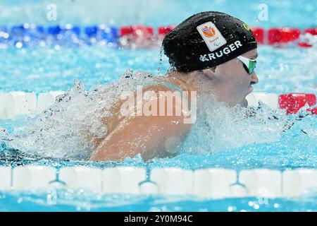 Nanterre, Frankreich. September 2024. NANTERRE, FRANKREICH - 3. SEPTEMBER: Lisa Kruger aus den Niederlanden tritt 2024 am 3. September 2024 in Nanterre, Frankreich bei den 100m Butterflu - S10 Läufen der Frauen an. (Foto von Patrick Goosen/BSR Agency) Credit: BSR Agency/Alamy Live News Stockfoto