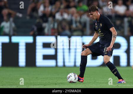 Nicolo Savona vom Juventus FC im Spiel der Serie A zwischen Juventus FC und AS Roma am 1. September 2024 in Turin, Italien. Stockfoto