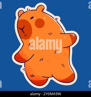 Kindlicher Plüschaufkleber kawaii capybara. Stock Vektor