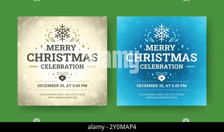 Frohe Weihnachten Musik Party Feier Social Media Post Design Vorlage Set Vektor Illustration. Frohes Neues Jahr Weihnachten Winterferien Event Festival s Stock Vektor