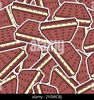 Cookies mit nahtlosem Füllmuster. Schokoladenkekse mit cremefarbenem Hintergrund. Stock Vektor
