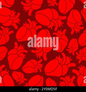 Anatomisches Herzmuster nahtlos. Herzhintergrund Stock Vektor