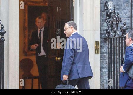 London, England, Großbritannien. September 2024. Der Gouverneur der Bank of England ANDREW BAILEY kommt in der Downing Street 10 an. (Kreditbild: © Tayfun Salci/ZUMA Press Wire) NUR REDAKTIONELLE VERWENDUNG! Nicht für kommerzielle ZWECKE! Stockfoto